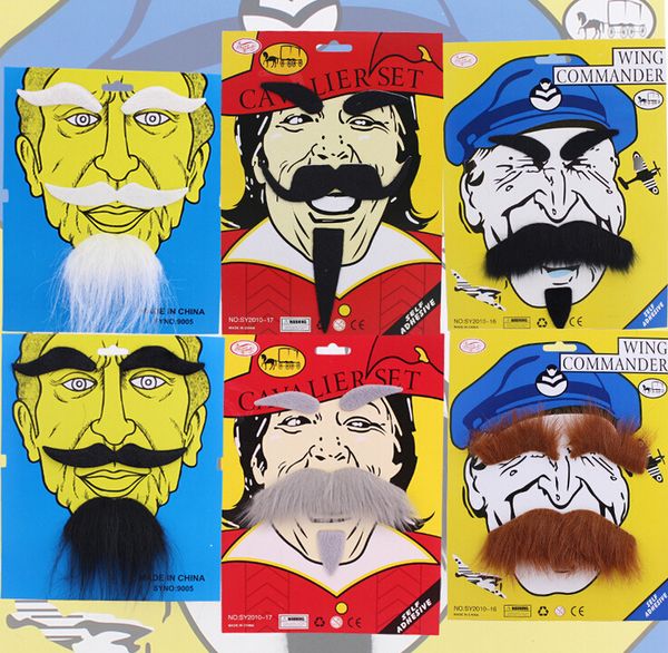 

Wholesale Halloween Christmas Costume Party Fake Moustache Beard Eyebrow Self Adhesive Mustache Fancy Dress Party Fun Rogue Boy 01