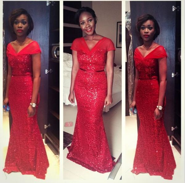 

red sequins mermaid prom dresses 2016 robe de soiree v neck floor length v neck ribbon party prom gowns, Black