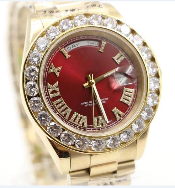 

2017 Gold President Day-Date Diamonds Watch Men Stainless Mother of Pearl Dial Diamond Bezel Automatic WristWatch
