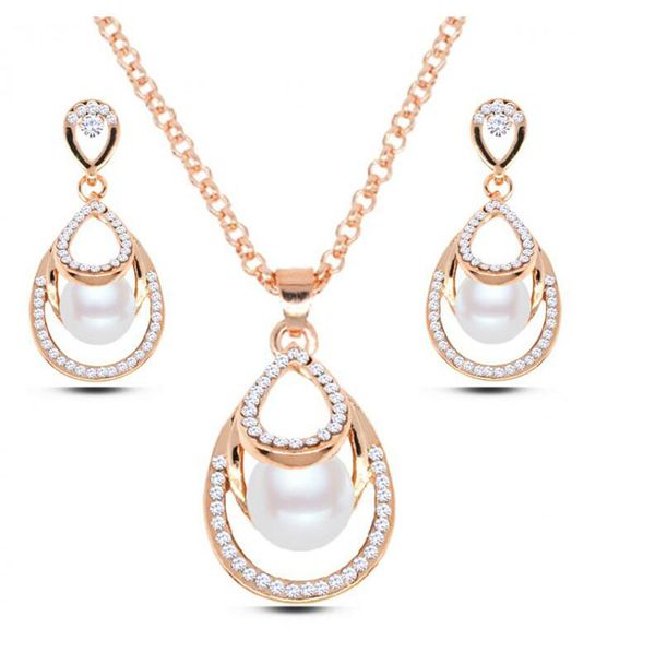 

мода прекрасный груша ожерелье серьги комплект ювелирных изделий 2016 новый завод оптовые продажи высокого качества перл комплект ювелирных, Silver