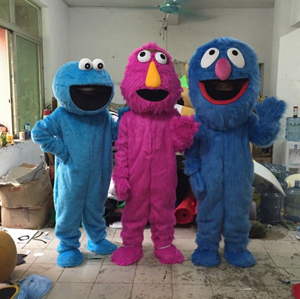 

sesame street mascot costume elmo cookie monster grover cookie monster cartoon costume with factory direct sale, Red;yellow