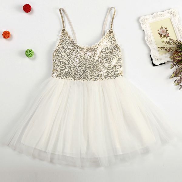 

summer girls dress sequined harness children dress gauze fashion sleeveless princess dress lace party dress kids clothes wholesale, Red;yellow