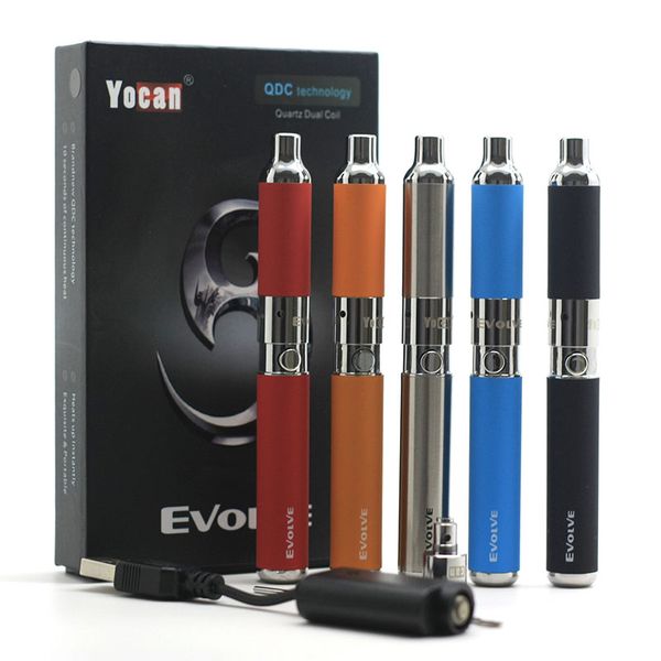 

authentic yocan evolve kit cigarette vaporizer quartz coil coil e pen kit real wax with vape spare qdc kits pen dab 100% dual aemsc