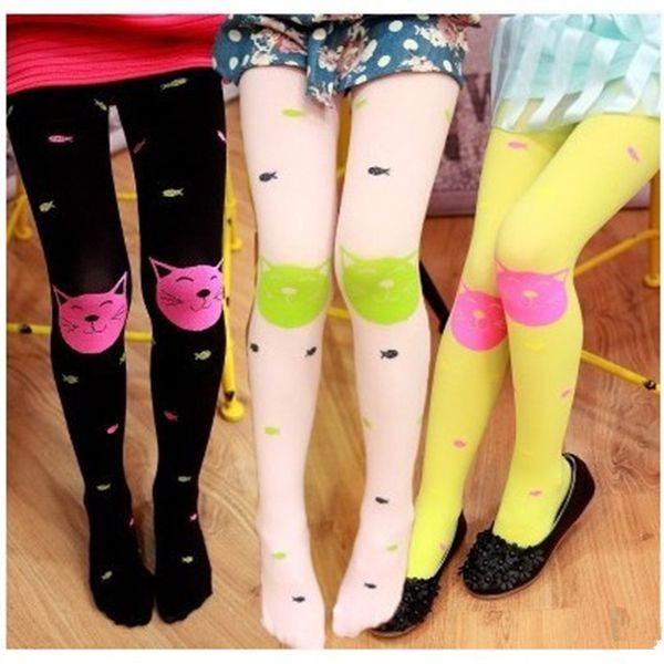 

Autumn Children Girls Tights Velvet Candy Colors Cute Cat Fish Tights For Baby Kids Girls Pantyhose Stocking