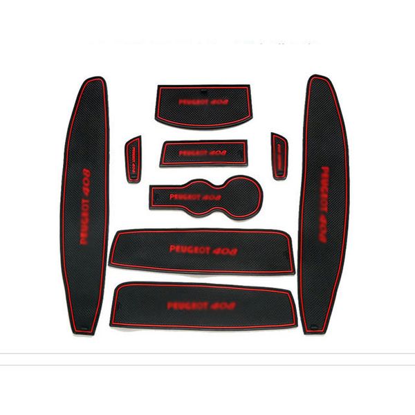 

9pcs non-slip rubber interior car door armrest storage panel mat cup holder slot pad cover sticker for peugeot 408 2010-2013