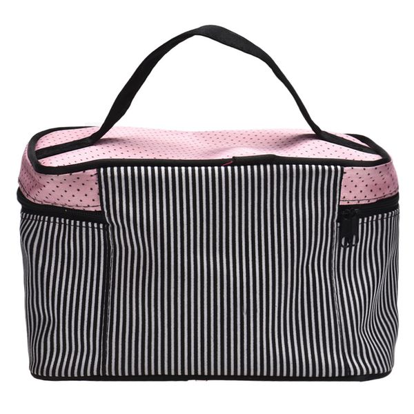 Mais baixa bolsa feminina quadrada arco listra saco cosmético grande lingerie sutiã roupa interior dot sacos de viagem kits de higiene sac275u