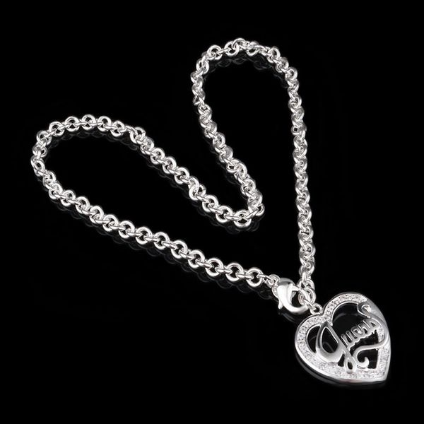 

new love heart pendant necklace/bracelet jewelry sets fashion korean crystal bridal jewelry sets for women wedding, Silver