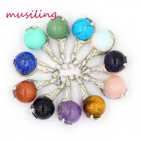 

mermaid pendant gem stone pendants pendulum jewelry silver plated charms bohemian chakra amulet fashion jewelry for women mix orderss