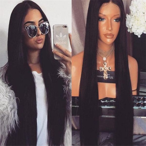 Full Lace Human Hair Wigs For Black Women Brazilian Straight Remy