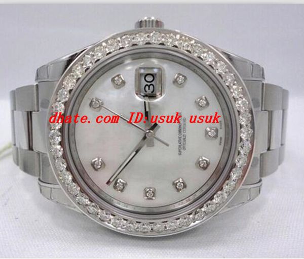 

роскошные часы высшего качества brand new ii diamonds bezel mop dial s / s 116300 автоматические мужские мужские часы, Slivery;brown