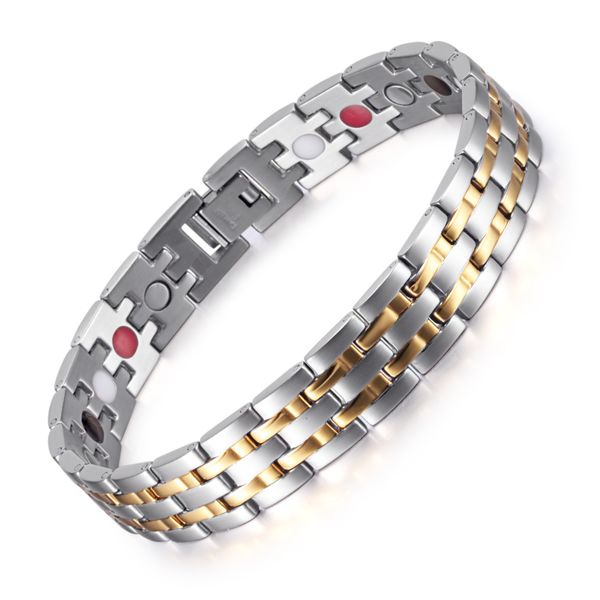 

stainless steel bracelet anti radiation healthy bracelet pain relieve magnetic bracelets men anklets therapy named an armband, Black