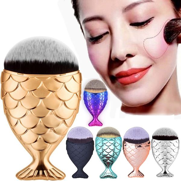 

new mermaid makeup brush powder contour fish scales mermaidsalon foundation brush gold rose gold silver blue black 5 colors ing