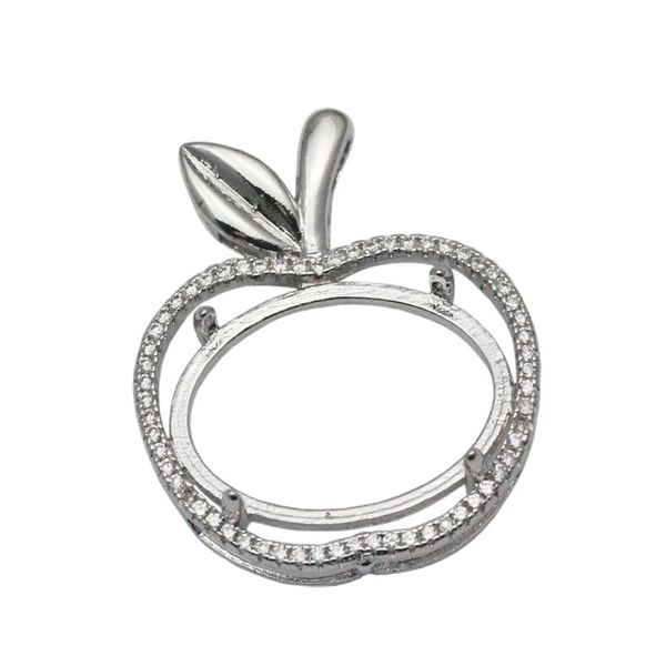

beadsnice apple semi mount silver 925 dangle pendant setting 14x19 oval cut necklace pendant setting cabochon cameo base id 34053, Slivery;crystal
