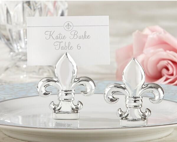 Wedding Party Decoration Fleur De Lis Silver Finish Place Name