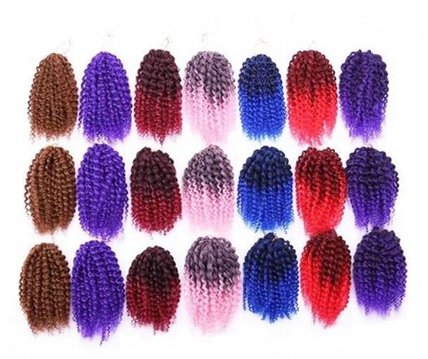 Ombre Pink Purple Marley Braiding Synthetic Afro Kinky Curly Twist