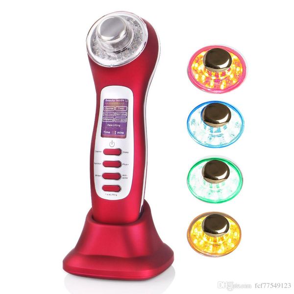 7 em 1 Ultrasonic Galvânica íon LED Light Foton Therapy Vibration Massager Acne Remoção Pessoal Care Appliances