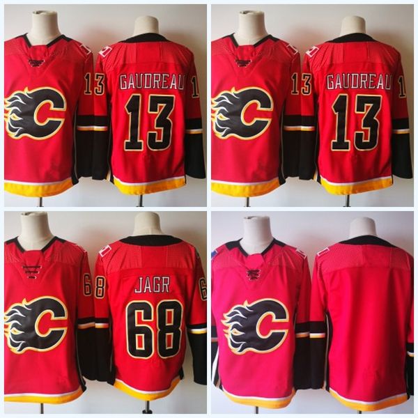 

Calgary Flames Jerseys Mens' 2017-2018 Season #13 Johnny Gaudreau #68 Jaromir Jagr #Blank Red Hockey Jerseys All Stiche Free Shipping