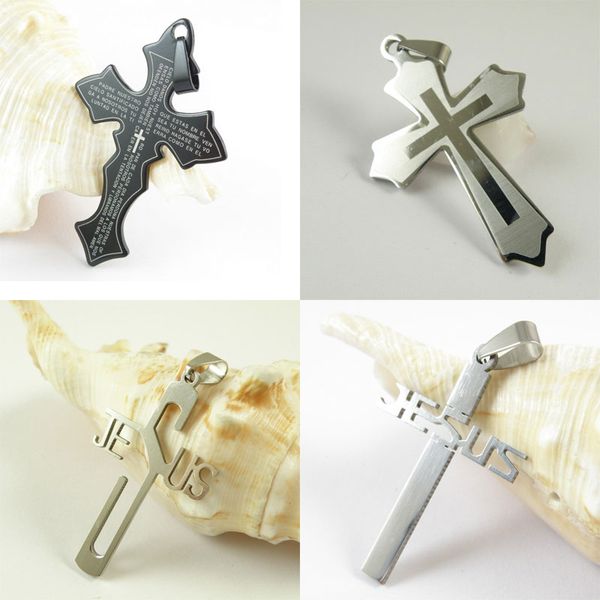 

8 styles fashion diy jewelry accessories cross jesus bracelet stainless steel charm for necklace pendant ing, Bronze;silver