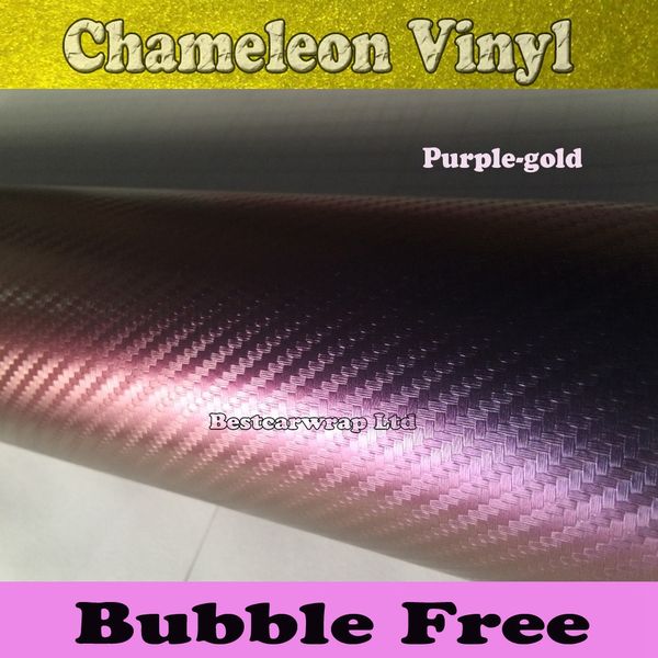 Brozen Purple Chameleon 3D-Carbonfaser-Vinyl mit Luftblasenfreiheit für Auto-Vinylfolie, die Folie abdeckt, Größe 1,52 x 30 m (4,98 x 98 Fuß).