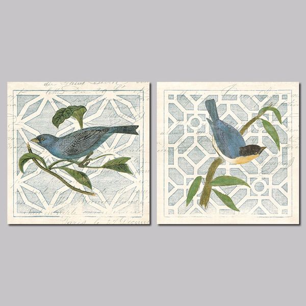 Acheter Fenêtre Rétro Branches Oiseaux Feuilles Vertes Décoration Plantes Wall Art Images Toile Peinture Affiche Imprimer Salon Sans Cadre De 755 Du