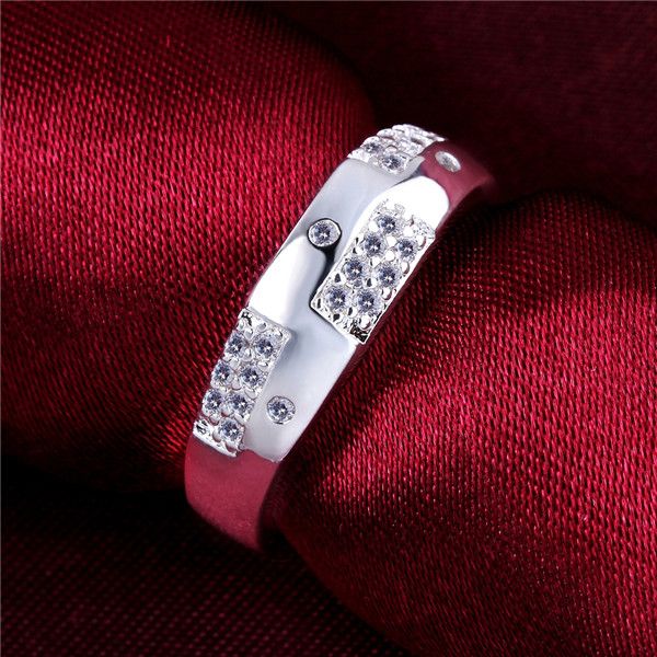

mix size 925 silver rings with side stones long box inlaid stone gssr617 factory direct sale sterling silver plated finger ring