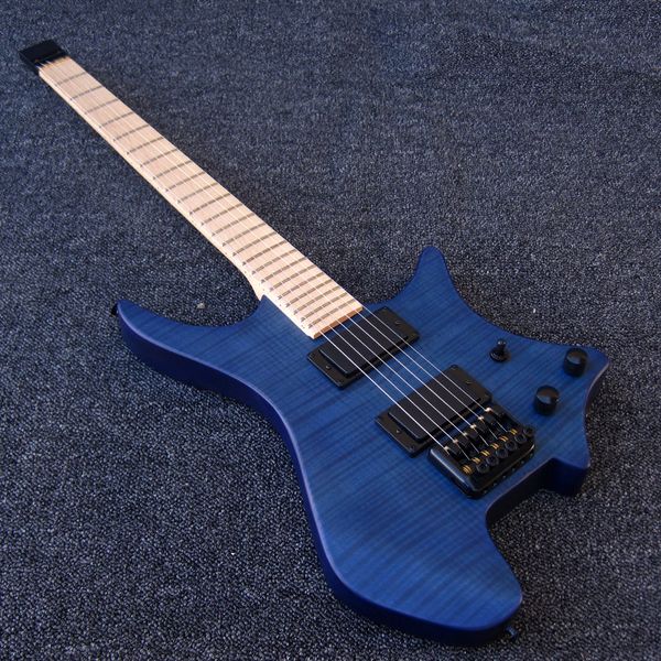 Guitarra elétrica de chamas sem cabeça personalizada Maple Blue GUITARS CHINA EMG EMG