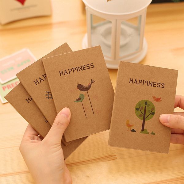 

wholesale- 1pcs new fresh style tree and birds mini notebook diary pocket notepad graffiti book gift stationery h1121, Purple;pink