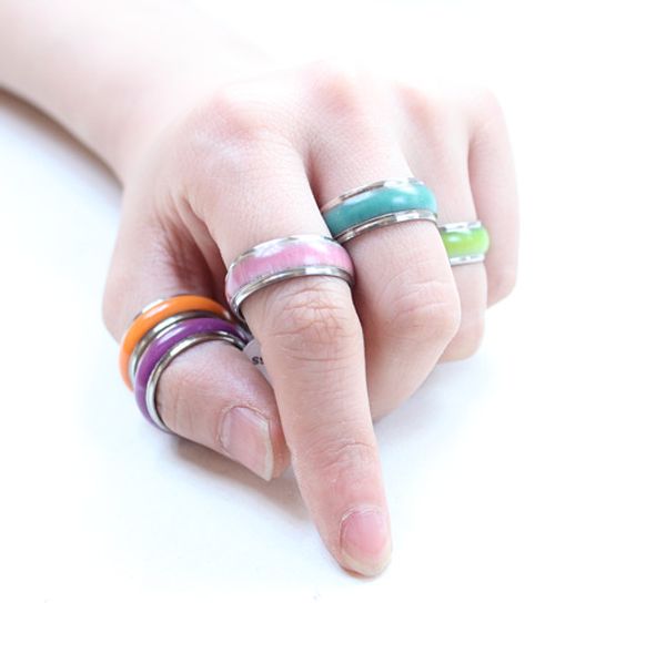 

sale by bulk, 36pcs/box, colorful and luminous titanium steel ring, mix size:5-13, and high quality, Golden;silver