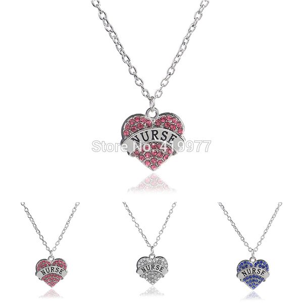 

wholesale-2015 fashion letter "" pendant crystal heart white angel necklace for women halloween charms gift wholesale/retail, Silver