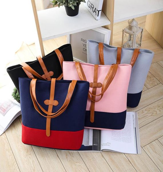 

2017 women handbag canvas bags two-tone and portable fashion lady bag shoulder bag women messenger canvas bags leisure