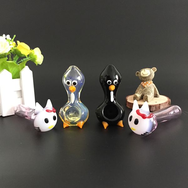 

Spoon Glass Pipes Dab Rigs Water bong with Thick Glass Colored Animal pipes Mini Hand Pipe Hookah DHL Free shipping