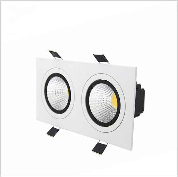 

super bright recessed led dimmable 2 head square downlight cob 10w/14w/18w/24w led spotlight ceiling lamp ac85-265v led puck lights