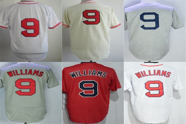 2016 Nuovo economico Uomo Donna Bambini Bambini 2017 alta qualità Boston 9 Ted Williams Maglia / maglietta da baseball bianco rosso crema grigio