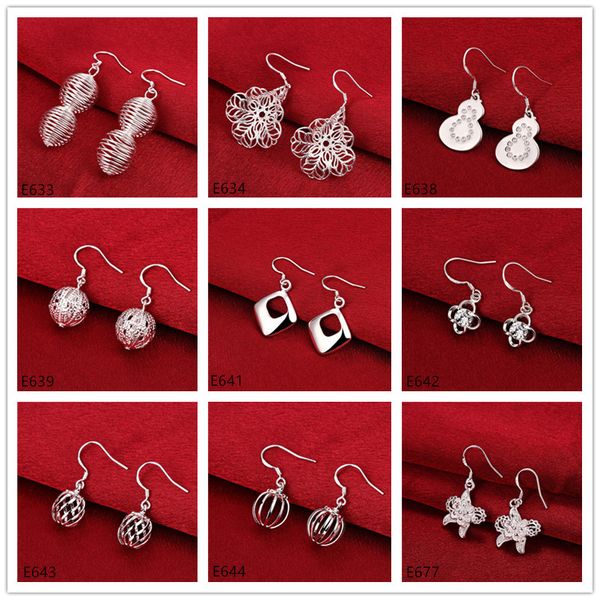 

brand new women's gemstone sterling silver plate earring 10 pairs a lot mixed style eme53,plated 925 silver dangle chandelier earrings