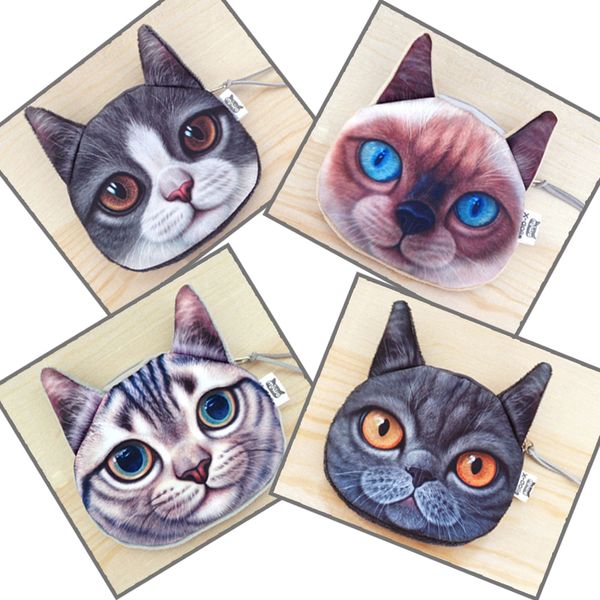 4 Estilos de gato Crianças Bolsas Plush Animal Purse Mulheres Mão Wag Saco de Embreagem Moedas Bolsa Bolsas Carteiras