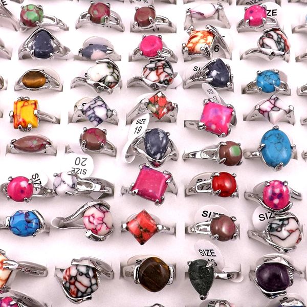 Anelli di pietra incrinati colori freschi di dimensione mista di vendita calda per le donne Nuovi arrivano 50 pezzi all'ingrosso spedizione gratuita