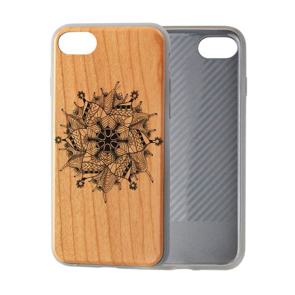 Moda naturale ciliegio legno di bambù TPU stampa personalizzata LOGO custodie per telefoni copertura antiurto accessori per iPhone 6 7 8 Plus 11 12 Pro Xs Xr X Max