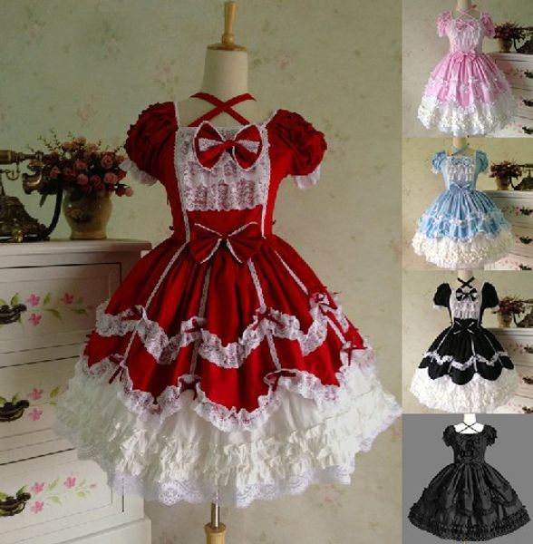 

wholesale-7 colors halloween victorian gothic lolita dress princess cosplay costume renaissance period dress ball gown halloween costumes, Black