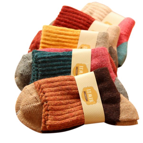 

wholesale-brand winter vintage national wind thermal wool socks for women thicken warm socks 5pairs/lot, Black;white