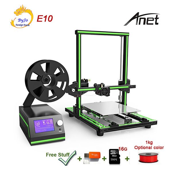 Pro Anet E10 3D-Drucker mit Aluminiumrahmen, hochpräzise, große Druckgröße mit LCD-Bildschirm, unterstützt TF-Karte, Offline-Druck, Windows Mac