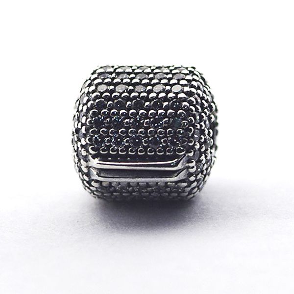 

loose beads clip 100% authentic 925 sterling silver beads with cz barrel clip fits for pandora bracelets diy jewelry 2016 new mother's, Black
