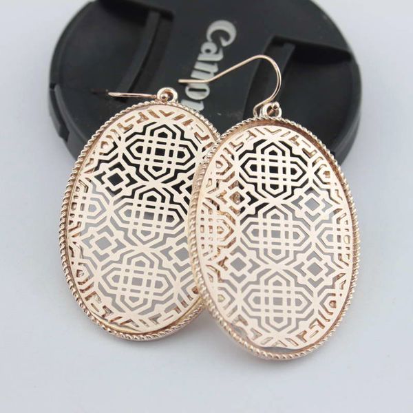 

selling boutique filigree oval drop dangle earrings two tone filigree earrings for women fashion filigree pattern statement jewelry, Silver