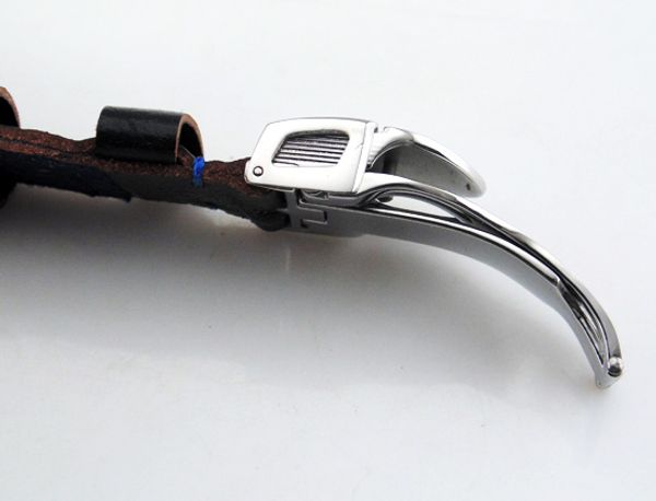 

leather business 22mm strap buckle deployment watch the 316l p377/378/559 bands(only strap+buckle) style dtanh, Slivery;brown