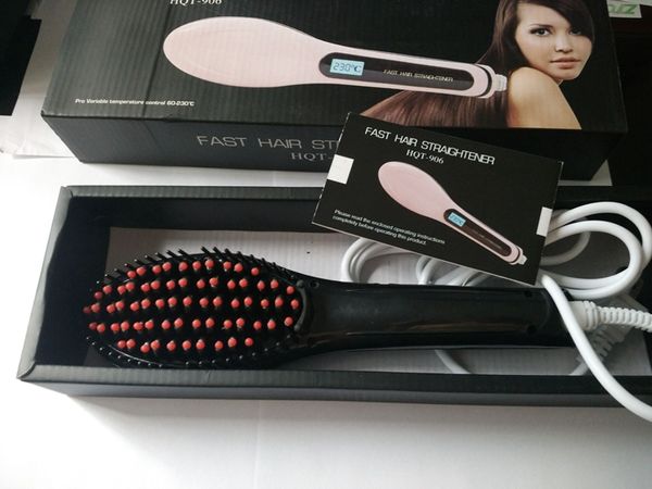 Beleza Estrela Cabelo NASV Straighten Pente escova de cabelo HQT-906 Com Estrela controles de temperatura LCD Eletrônico Magia Comb Escova bonito