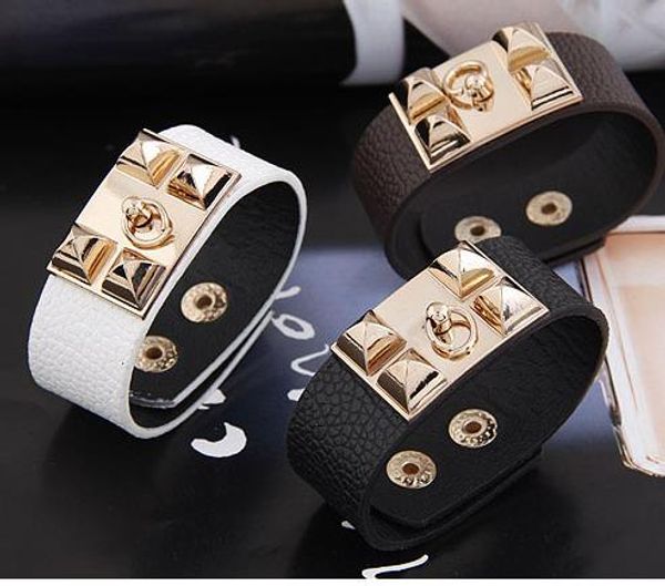 

punk style, buckle leather bracelet, brangle, bracelets rotary valentine day gift charms braided wrist, hign quality, Black