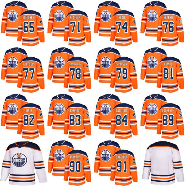 

2017-2018 Season 71 Kyle Platzer 74 Ethan Bear 76 Ben Betker 77 Oscar Klefbom 79 Dillon Simpson Edmonton Oilers Custom Hockey Jerseys