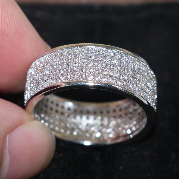 

luxurious paragraph fashion 925 sterling silver gemstone rings shining full simulated diamond zircon rings finger for woman, Slivery;golden