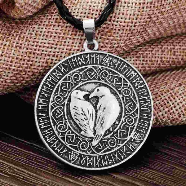 

punk Norse Vikings Pendant Necklace Valknut Raven RUNE PENDANT Knot Viking Amulet Pendant Necklace Nordic Talisman hot sale