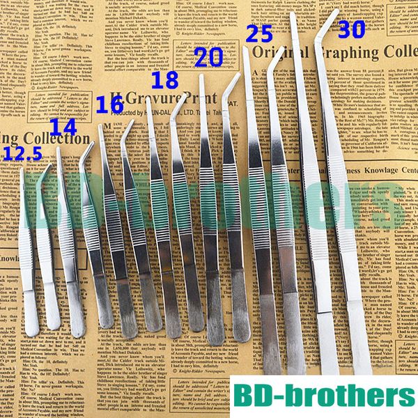 

aquarium stainless steel tweezers medical nipper 12.5cm 14cm 16cm 18cm 20cm 25cm 30cm straight curved head forceps 100pcs