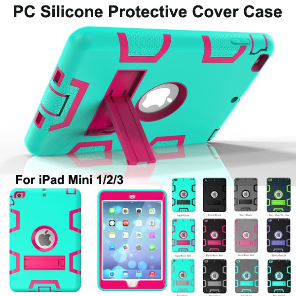 NOVA Kickstand Híbrido 3 em 1 Robô Caso de Proteção PC + Armadura De Borracha De Silicone Estande Capa case para ipad mini 1 mini 2/3